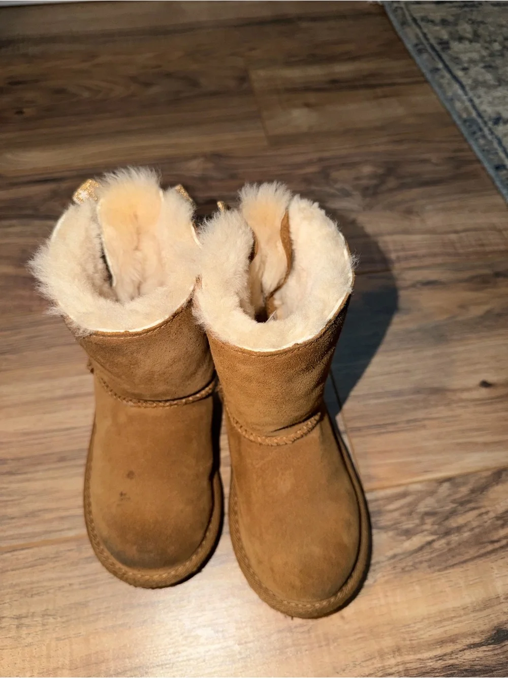 UGG Kids Tan Suede Shearling-Lined Boots